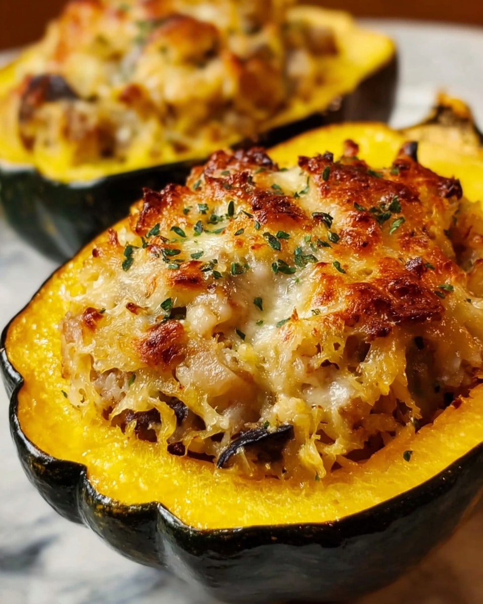 Stuffed Acorn Squash with Sausage, Apple, Cranberries, and Nuts Recipe - Recipe Image
