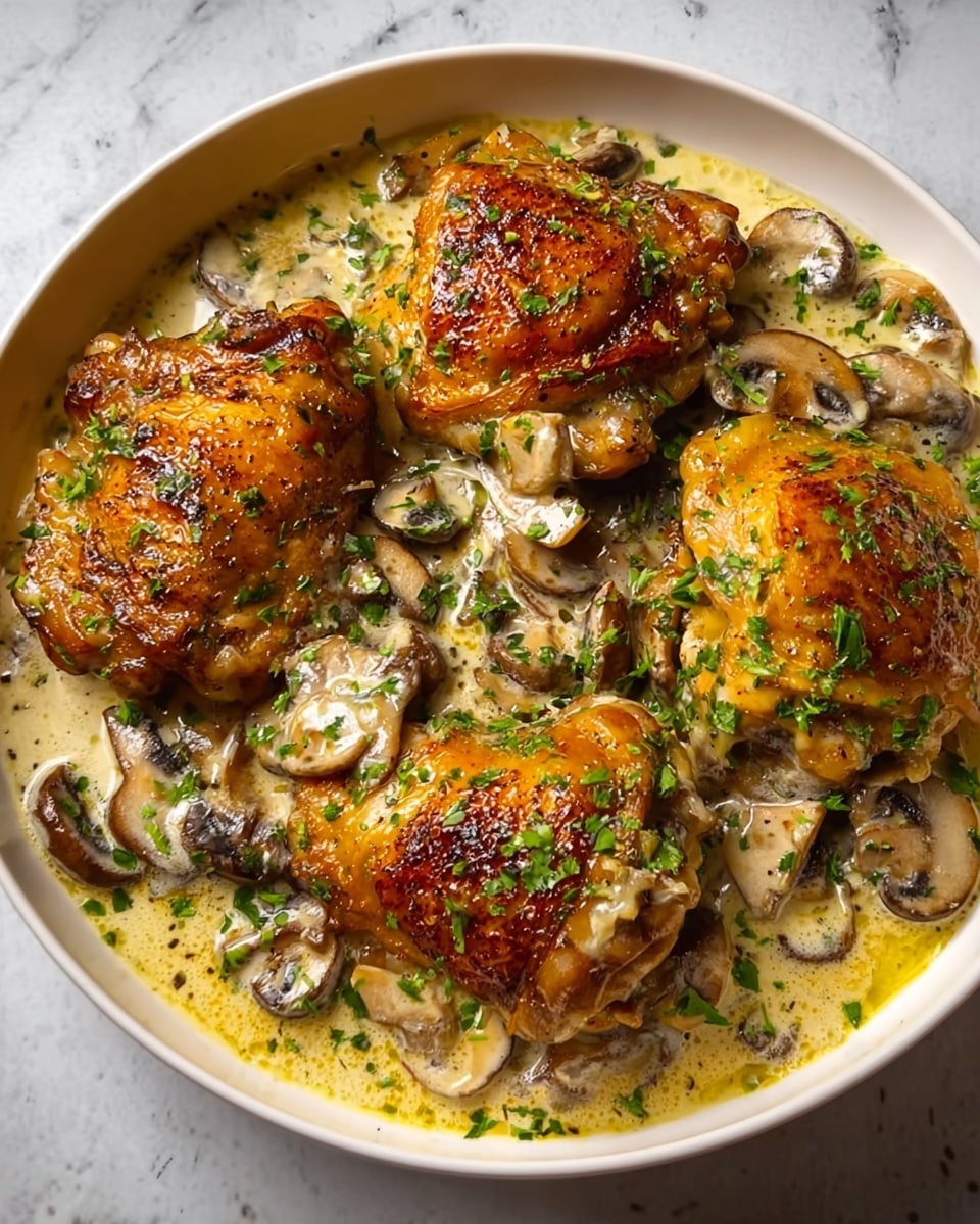 Baked Chicken Legs in Cream of Mushroom Sauce Recipe - Recipe Image