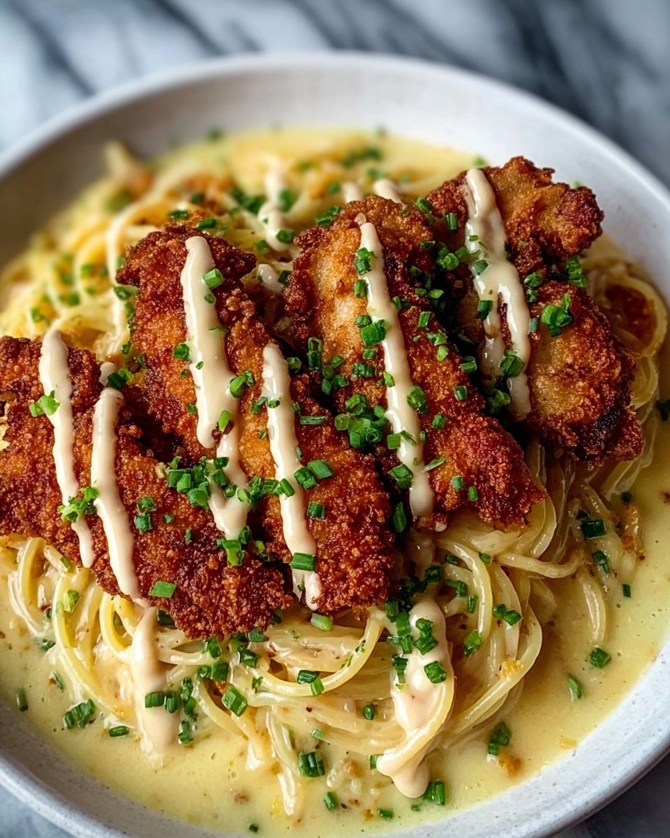 Crispy Chicken with Creamy Parmesan Pasta Recipe - Recipe Image