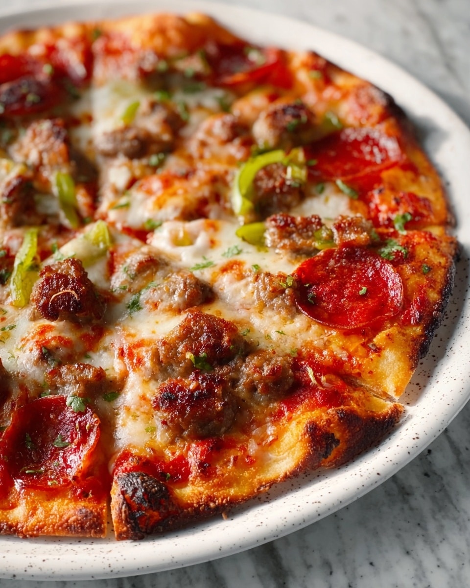 Spicy Sausage and Pepperoncini Thin Crust Pizza Recipe - Recipe Image