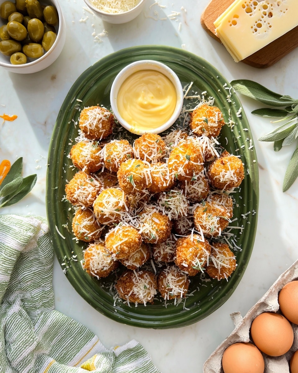 Cheese Stuffed Fried Olives Appetizer Recipe - Recipe Image
