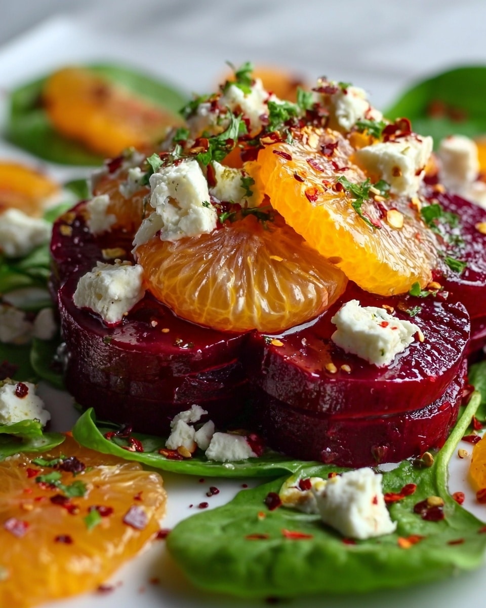 Beet Salad with Spinach, Mandarin Oranges & Feta Recipe - Recipe Image