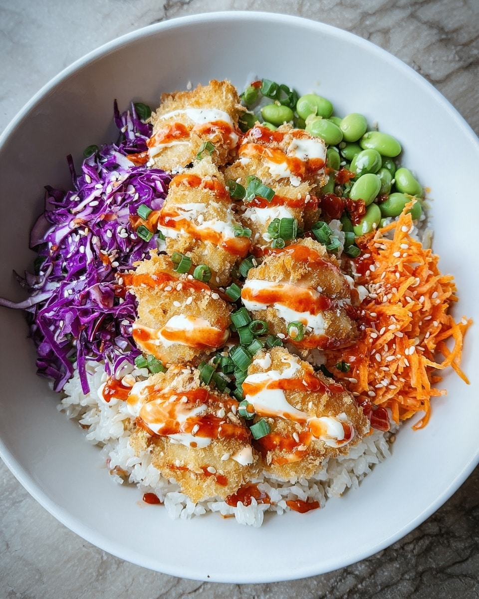 Bang Bang Chicken Bowl with Creamy Sauce and Crispy Toppings Recipe - Recipe Image