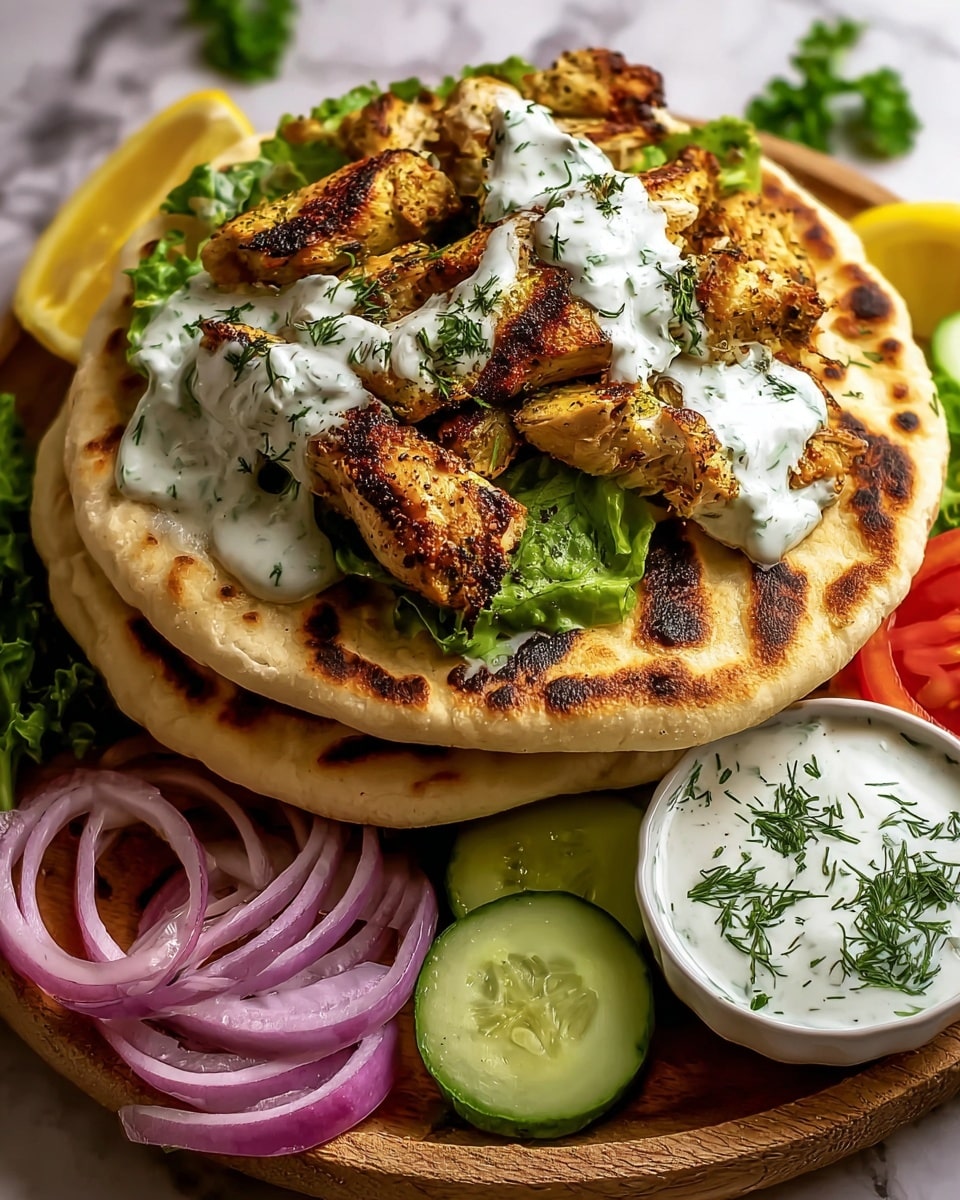 Greek Chicken Gyros with Lemon-Herb Marinade and Tzatziki Recipe - Recipe Image