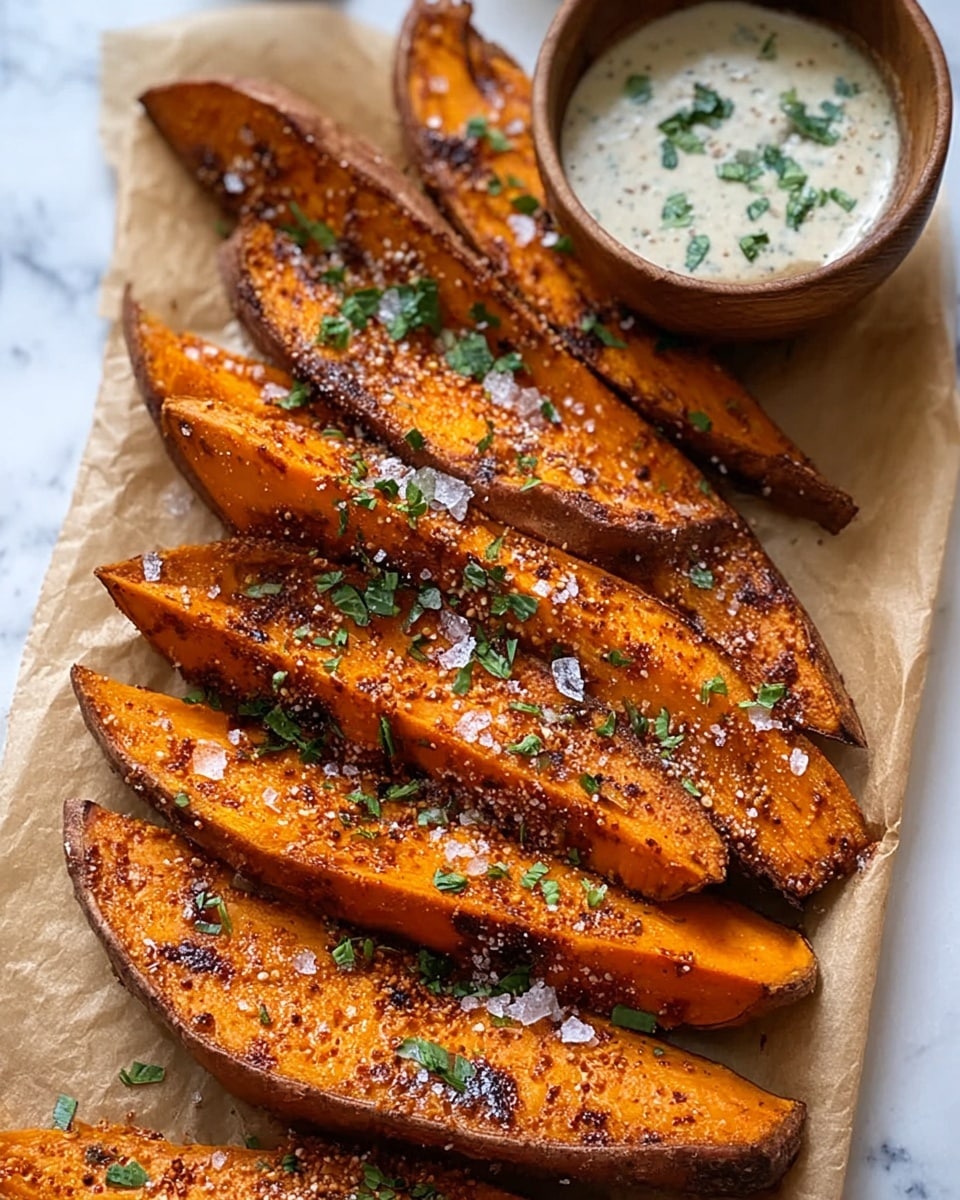 Garlic Parmesan Sweet Potato Wedges Recipe - Recipe Image
