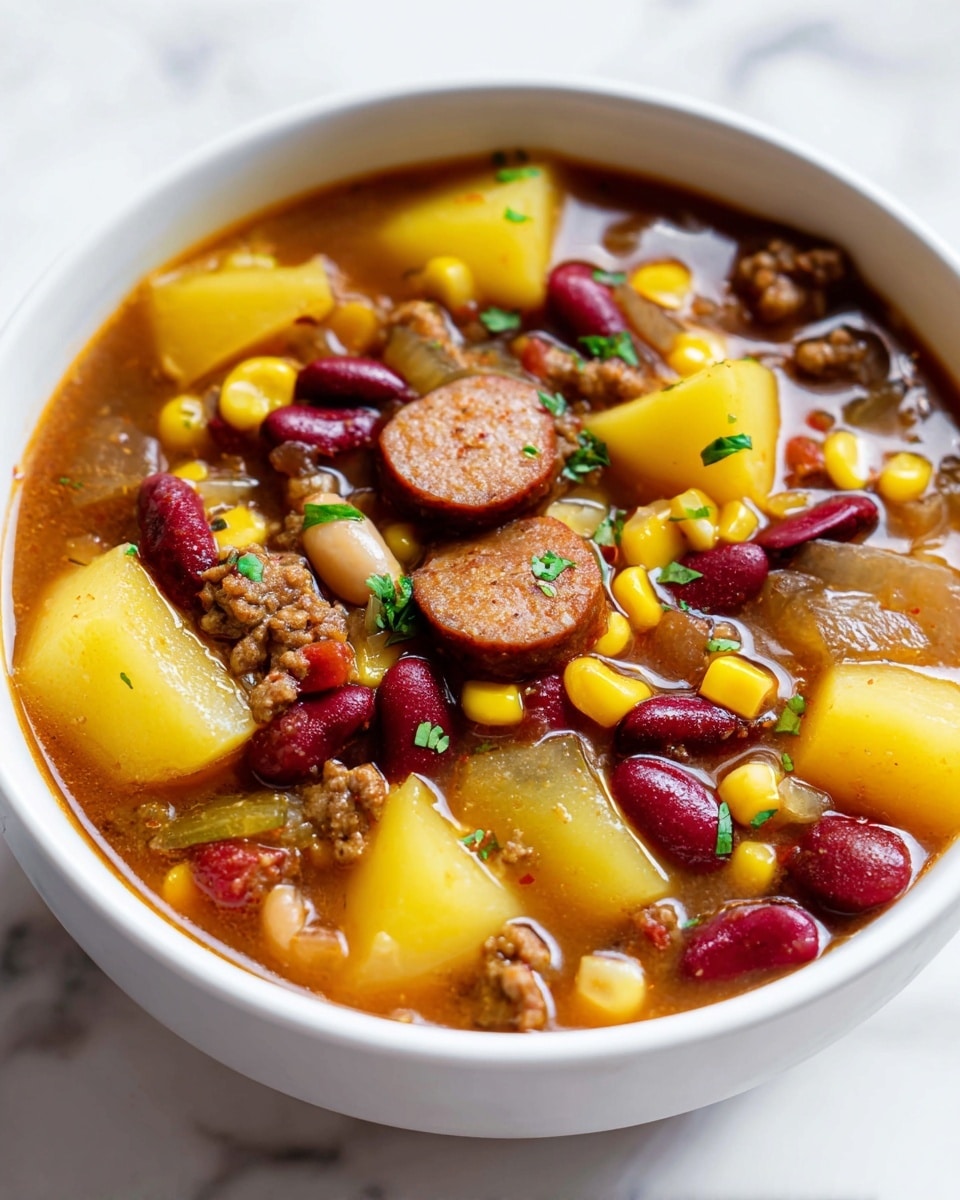 Hearty Cowboy Stew with Bacon, Sausage, and Beans Recipe - Recipe Image