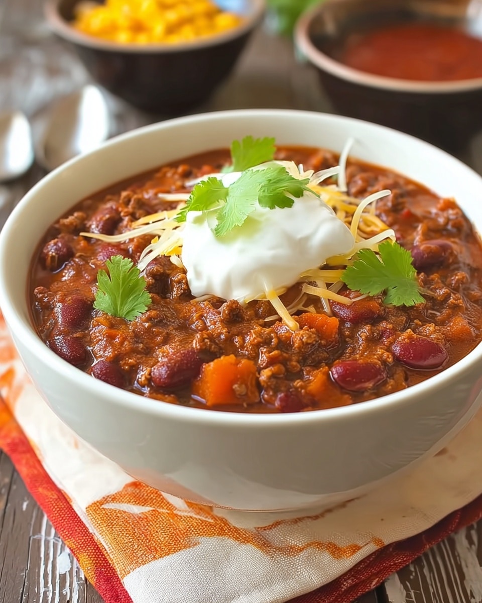 Three-Bean Sweet Potato Chili Recipe - Recipe Image
