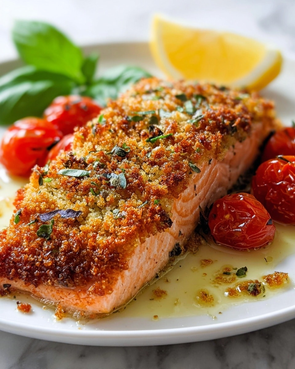 Pesto Salmon with Parmesan-Panko Crust Recipe - Recipe Image