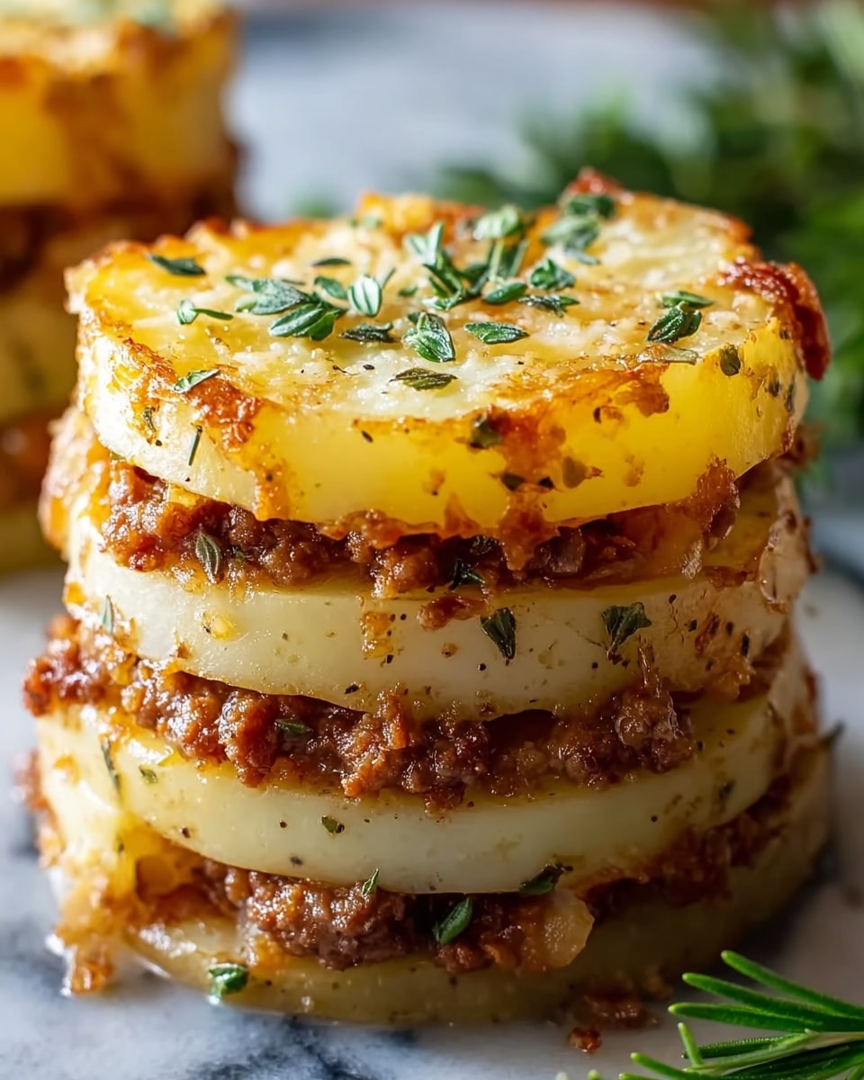 Stuffed Potato Stacks with Ground Beef, Spinach, and Melty Cheese Recipe - Recipe Image