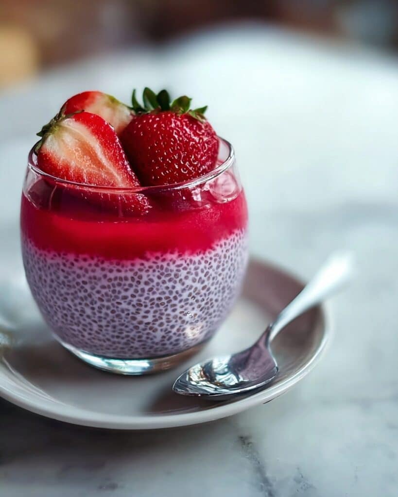 Strawberry Chia Pudding with Fresh Strawberry Sauce and Toppings Recipe