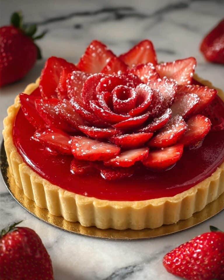 Strawberry Rose Tart with Custard Cream Recipe