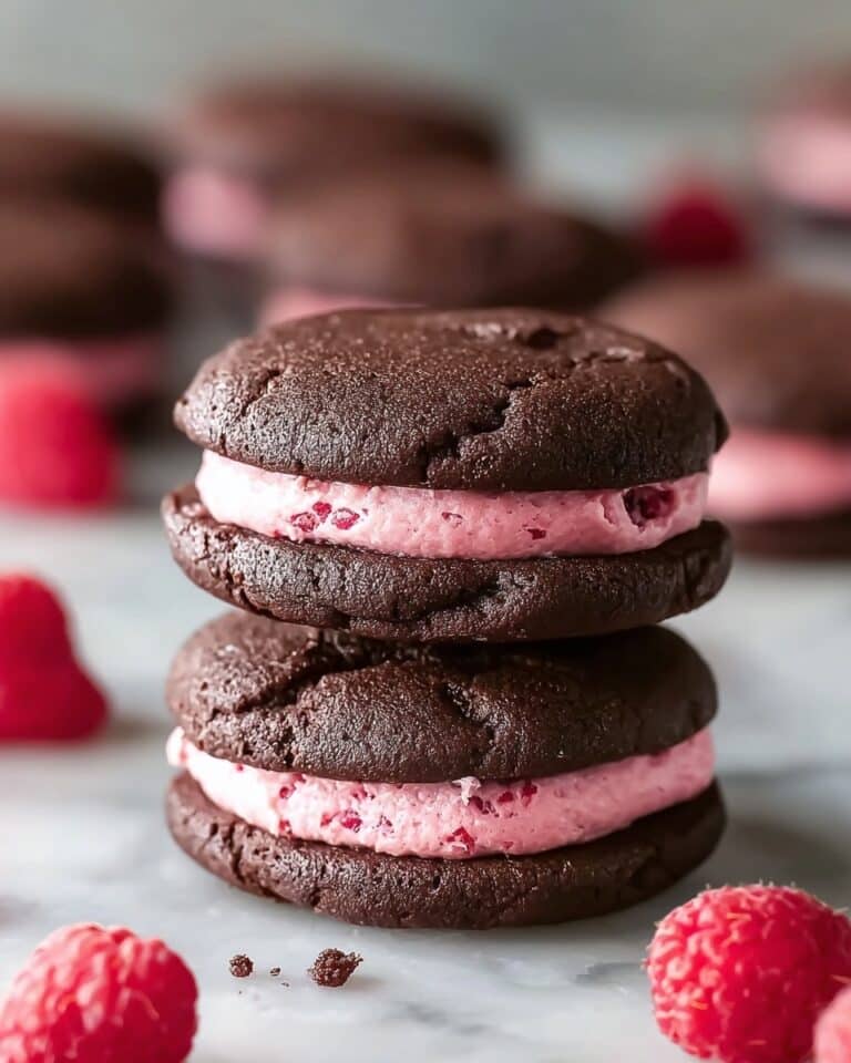 Chocolate Raspberry Sandwich Cookies with Ganache Drizzle Recipe