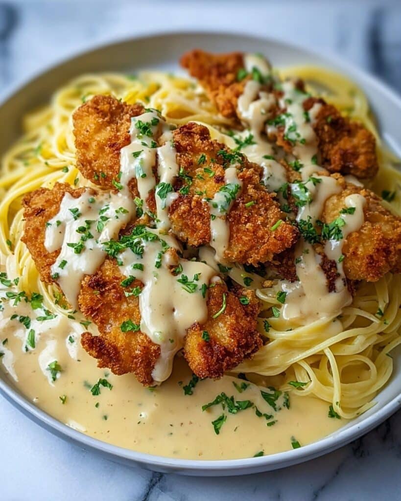 Crispy Chicken with Creamy Parmesan Pasta Recipe