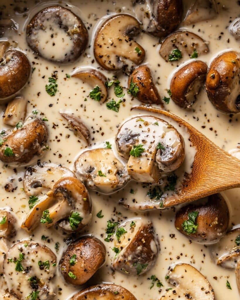 Creamy Garlic Parmesan Sautéed Mushrooms Recipe