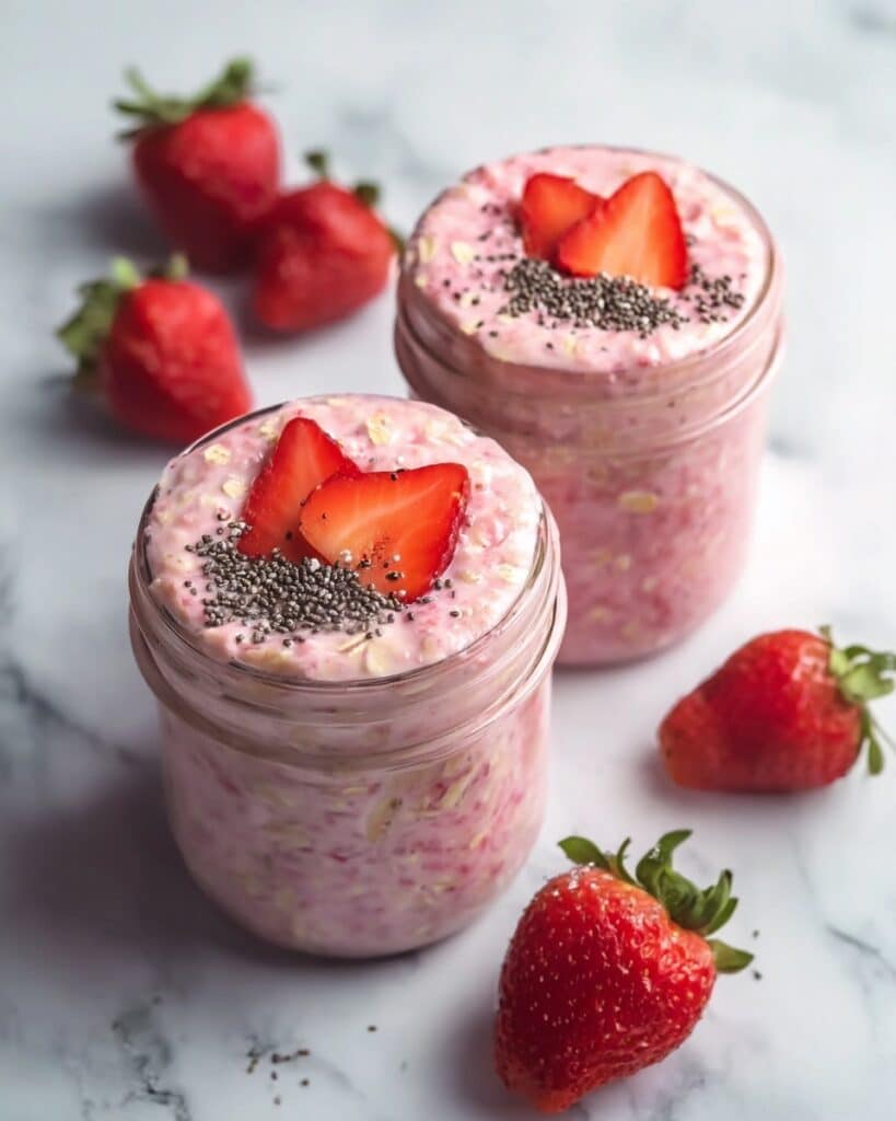 Strawberries and Cream Overnight Oats Recipe