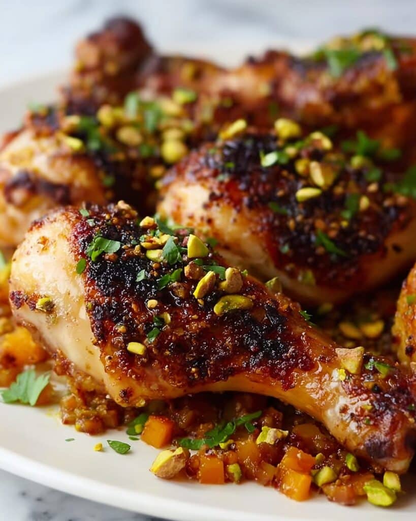 Sweet & Spicy Roast Chicken with Carrots, Dates & Pistachios Recipe
