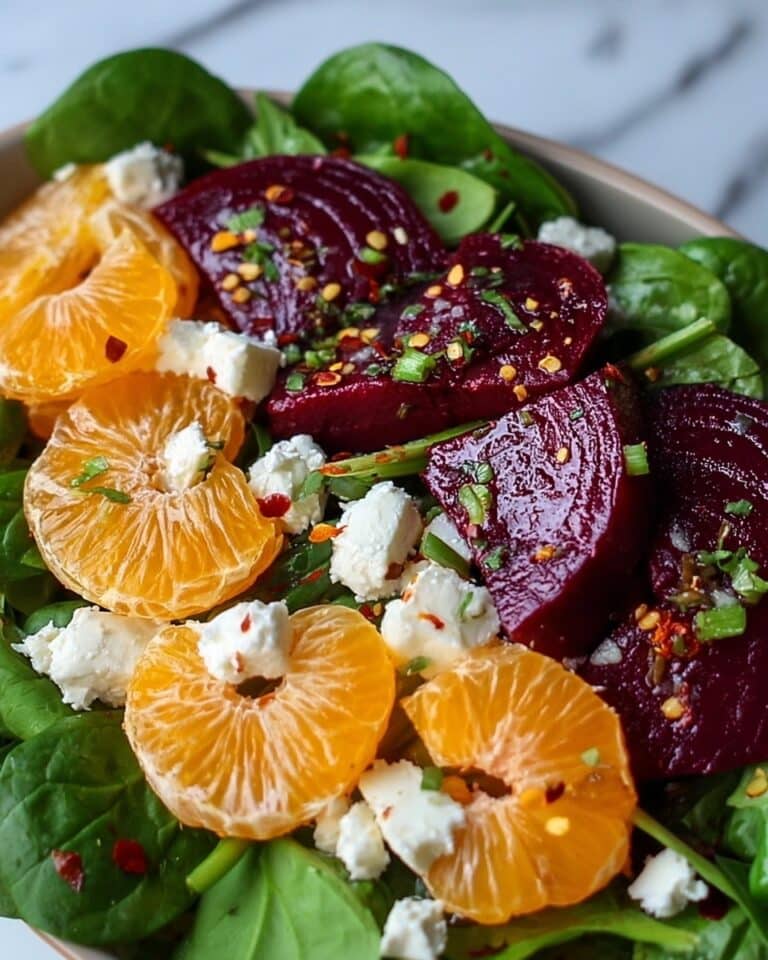 Beet Salad with Spinach, Mandarin Oranges & Feta Recipe