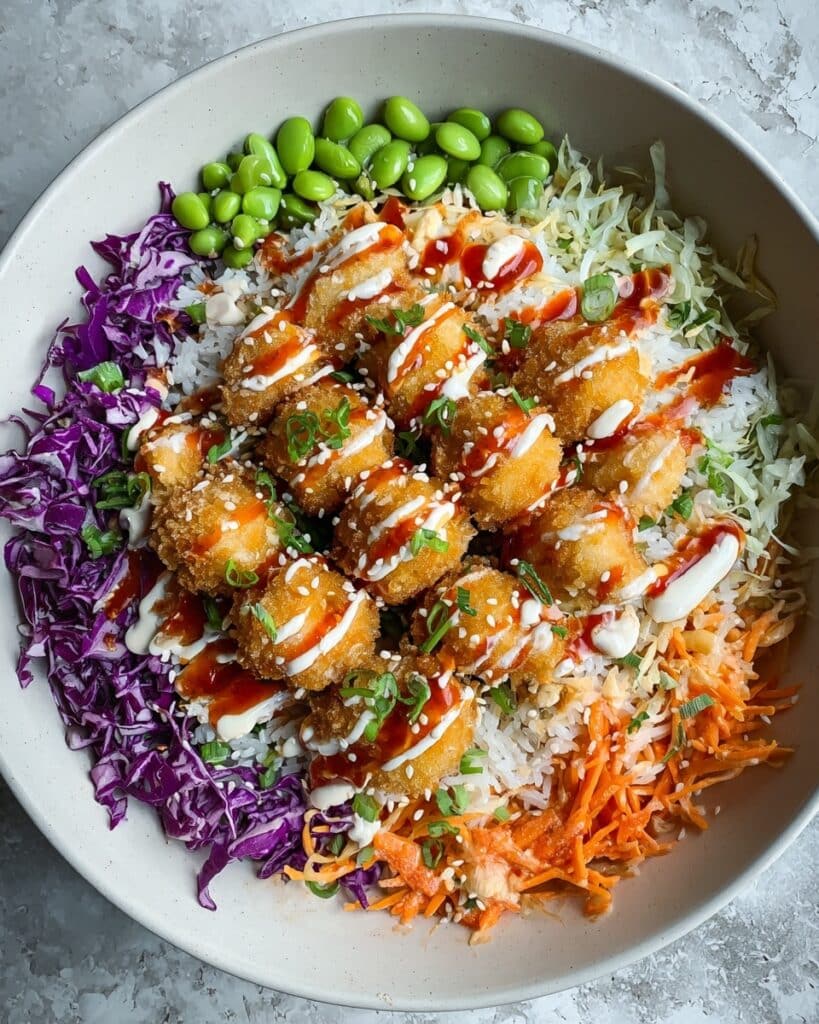 Bang Bang Chicken Bowl with Creamy Sauce and Crispy Toppings Recipe