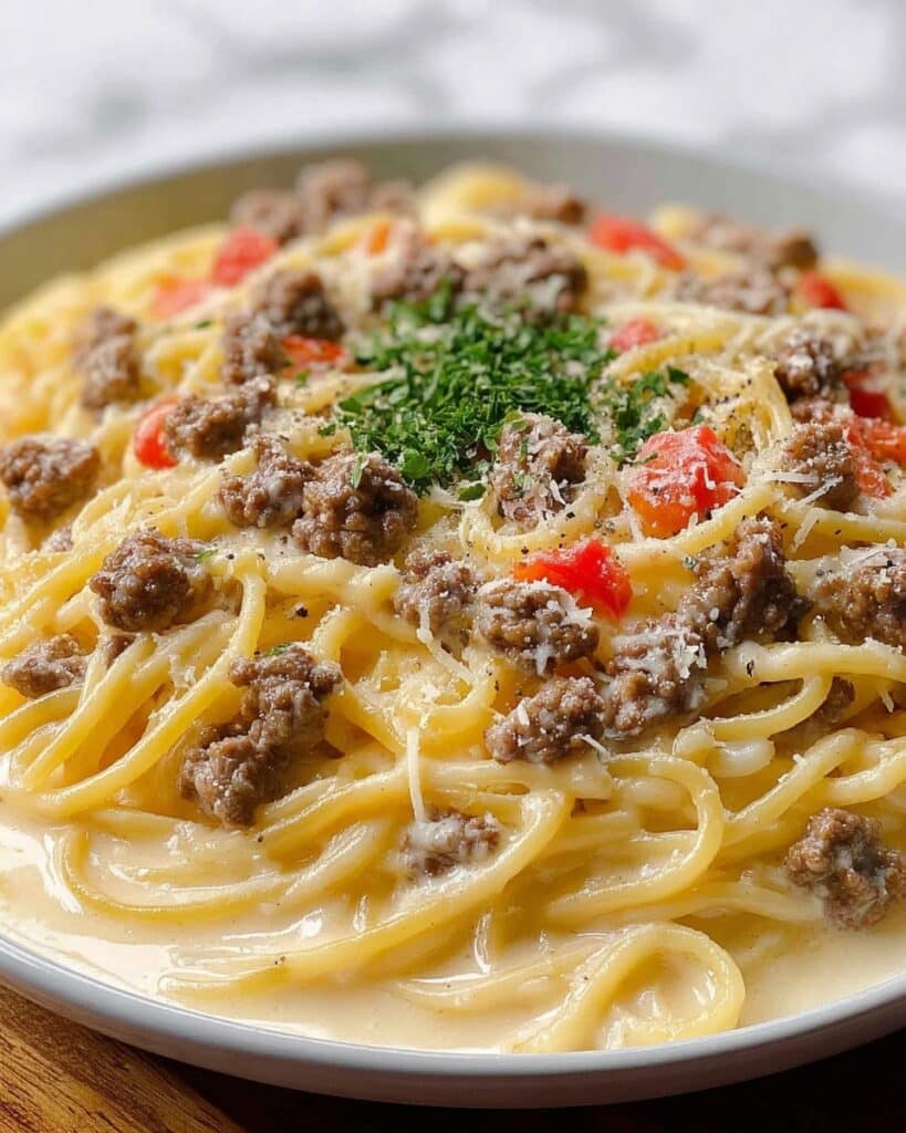 Creamy Italian Spaghetti with Ground Beef Recipe