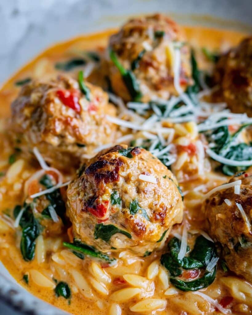 Marry Me Chicken Meatballs with Risoni Recipe