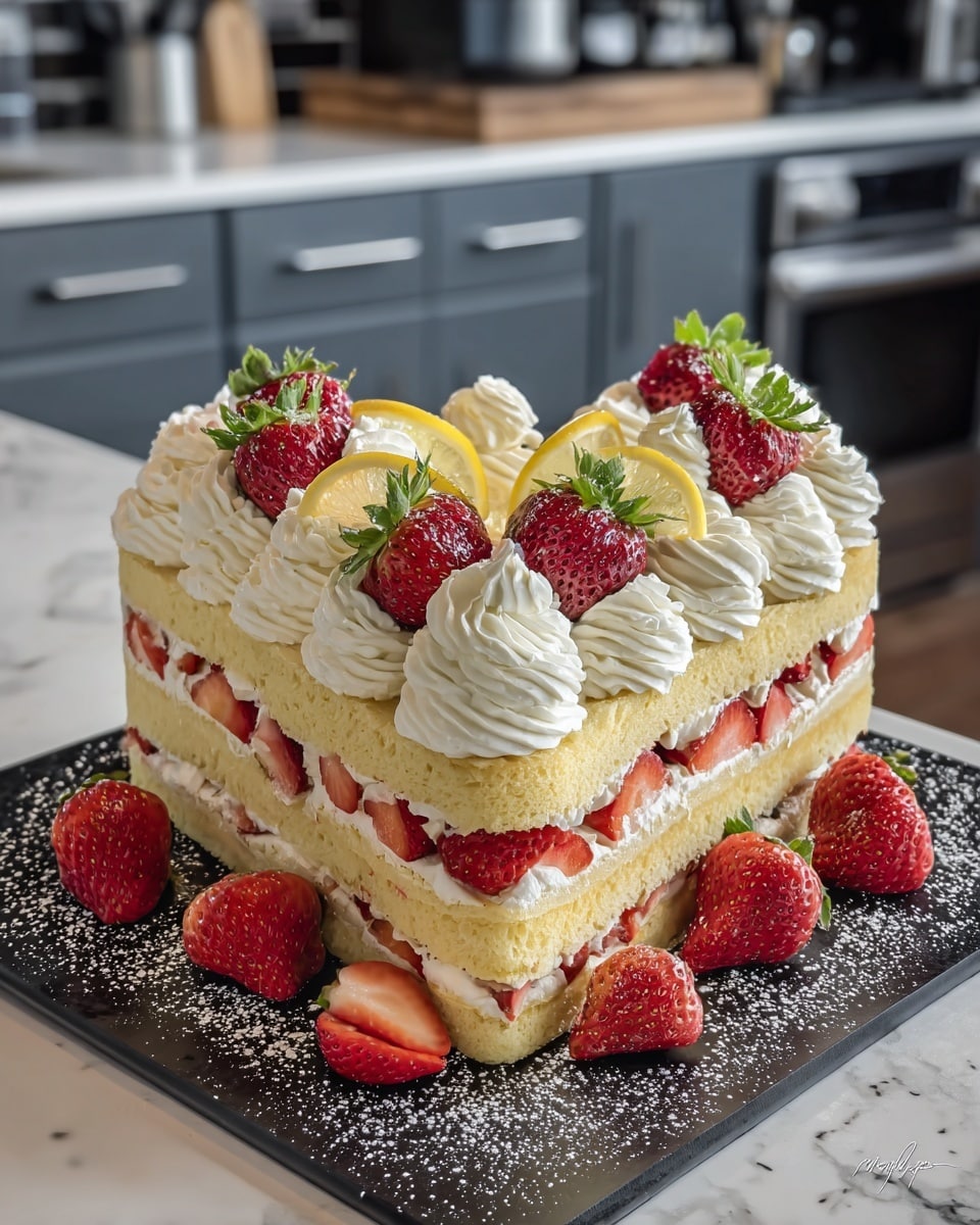Strawberry Lemon Layer Cake Recipe - Recipe Image