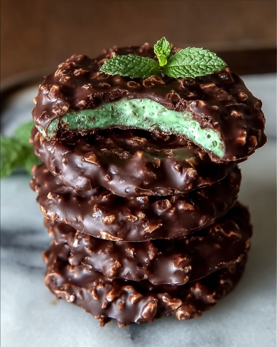 Fudgy Mint Chocolate No-Bake Cookies Recipe - Recipe Image