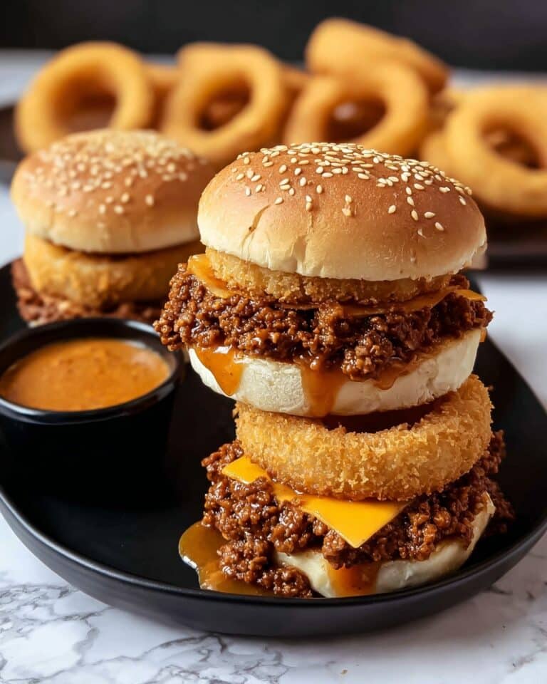Onion Ring Cheese Burger Sliders Recipe