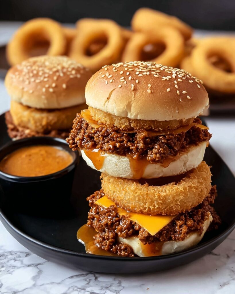 Onion Ring Cheese Burger Sliders Recipe