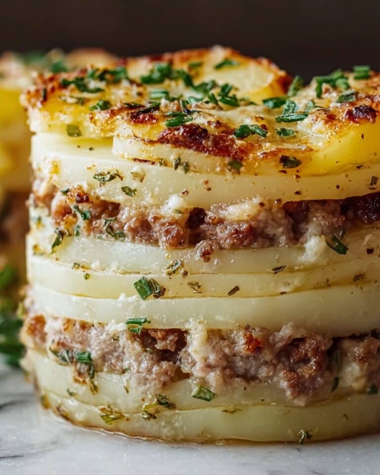 Stuffed Potato Stacks with Ground Beef, Spinach, and Melty Cheese Recipe