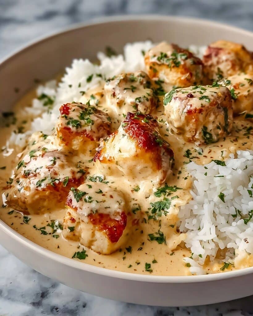 Creamy Smothered Chicken and Rice Recipe