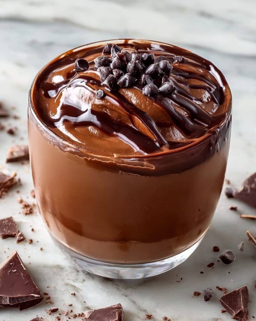 Chocolate Yogurt Pudding with Peanut Butter and Dark Chocolate Recipe