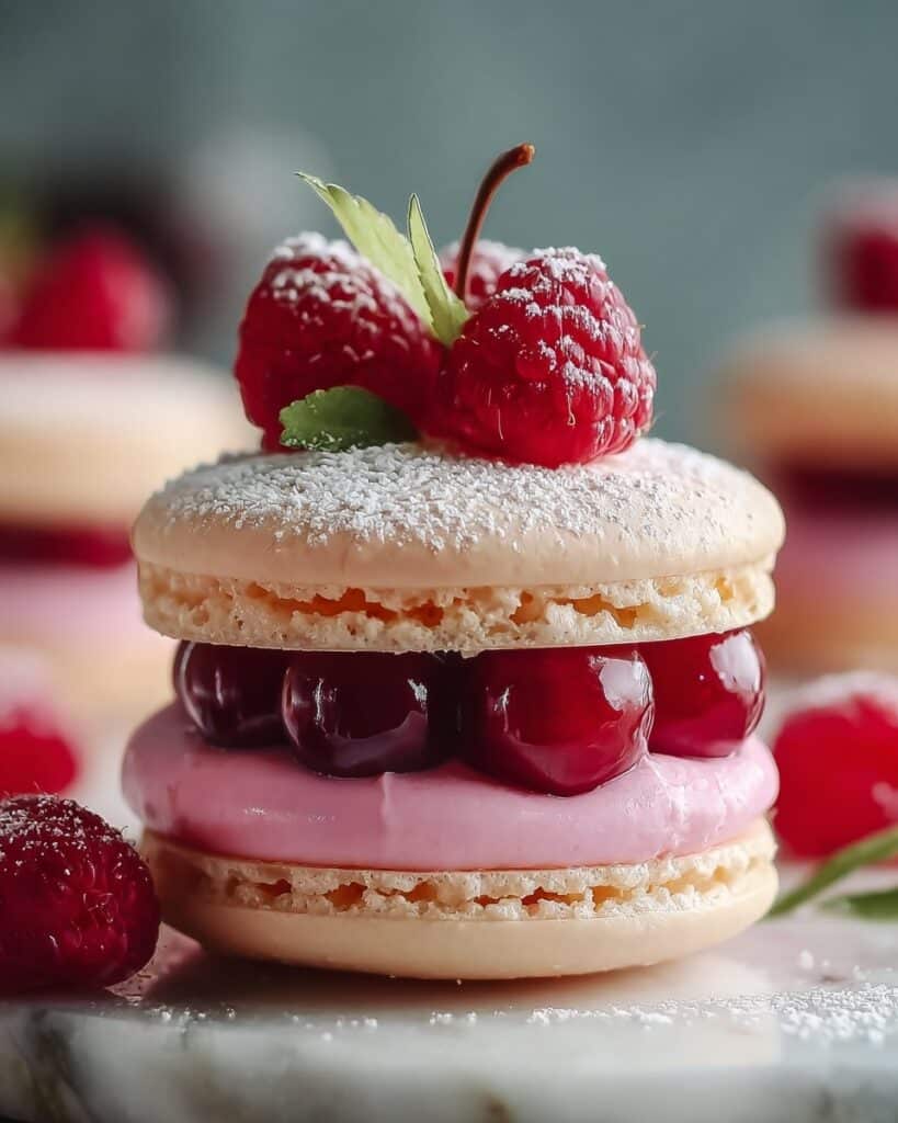 Ispahan-Inspired Macaron Cake with Fresh Lychees & Raspberries Recipe