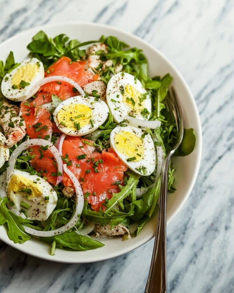Smoked Salmon Salad in Creamy Caper Chive Dressing Recipe
