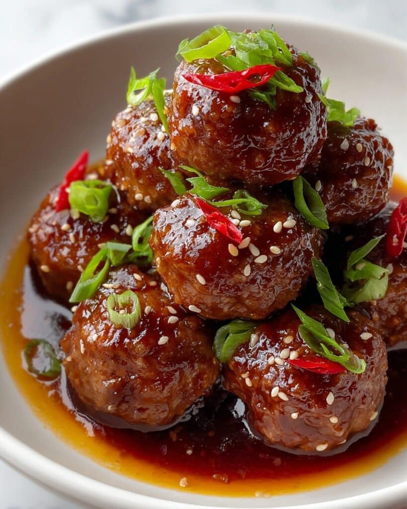 Savory Spicy Glazed Asian Pork Meatballs Recipe
