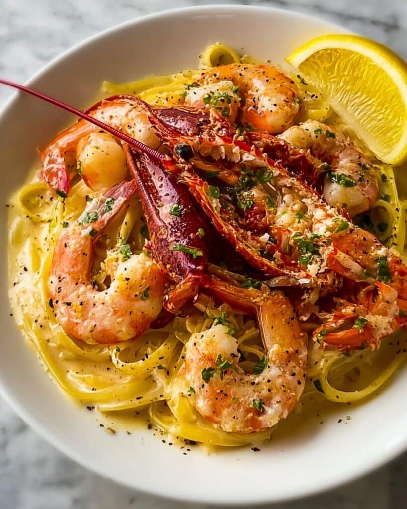 Lemon Pepper Lobster Shrimp Pasta Recipe