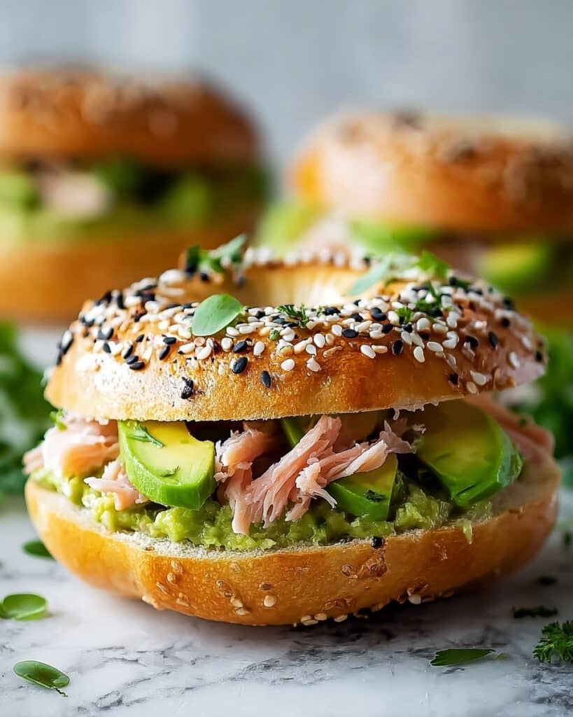 Avocado Tuna Melt Bagels Recipe