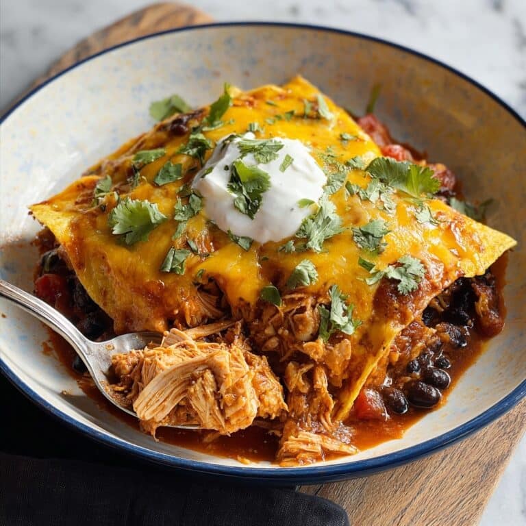 Cheesy Slow Cooker Chicken Enchilada Bake Recipe