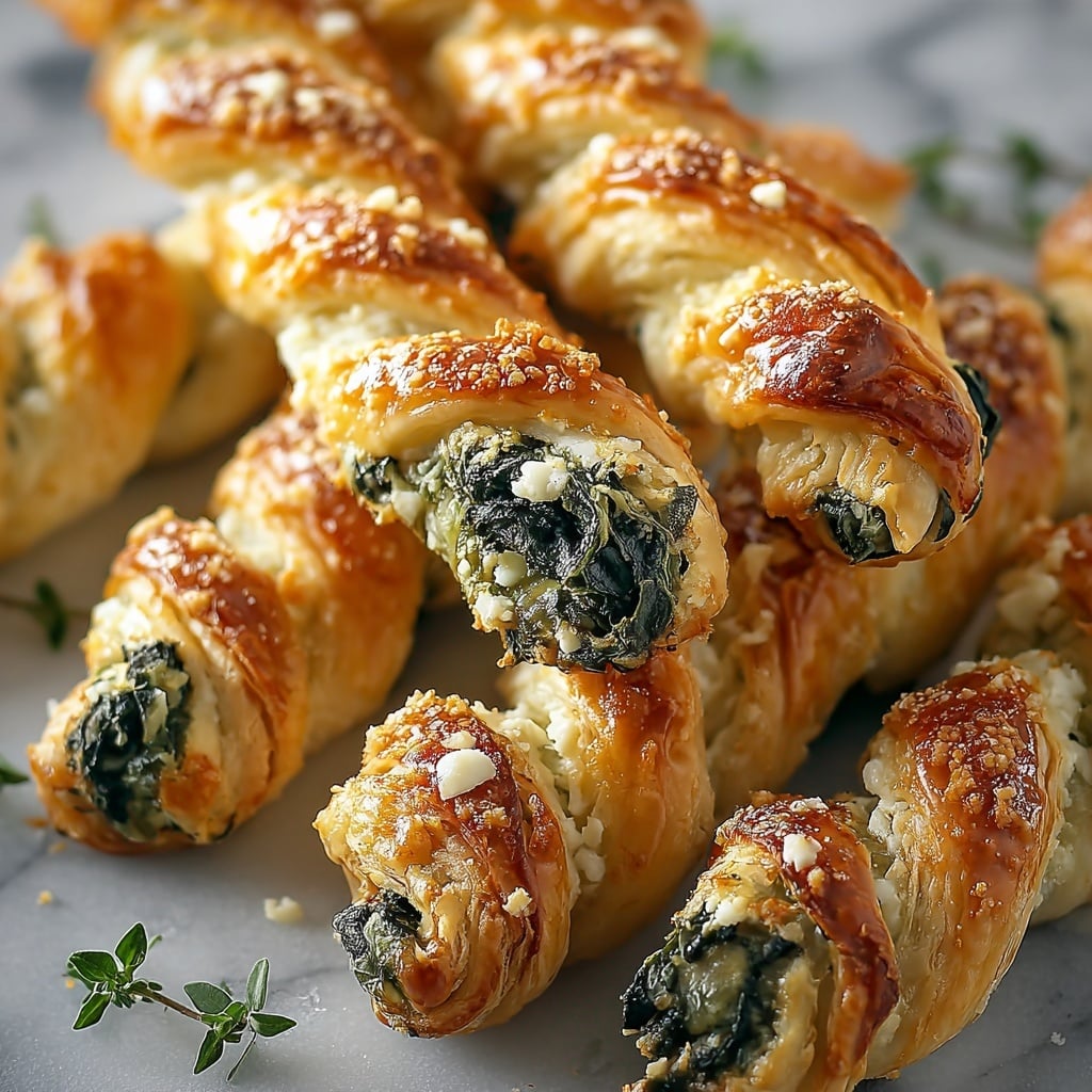 Spinach and Feta Puff Pastry Twists Recipe - Recipe Image