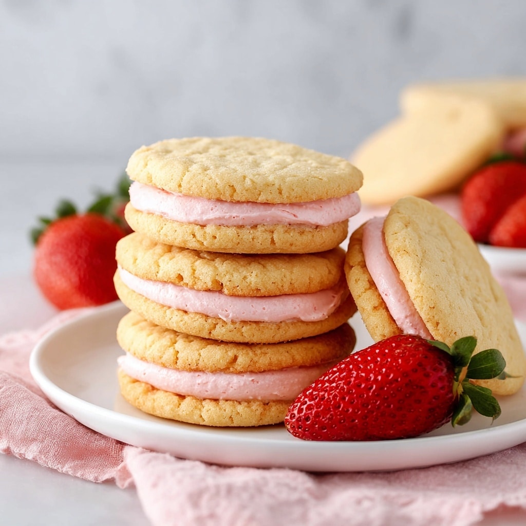 Lemon Sandwich Cookies with Strawberry Frosting Recipe