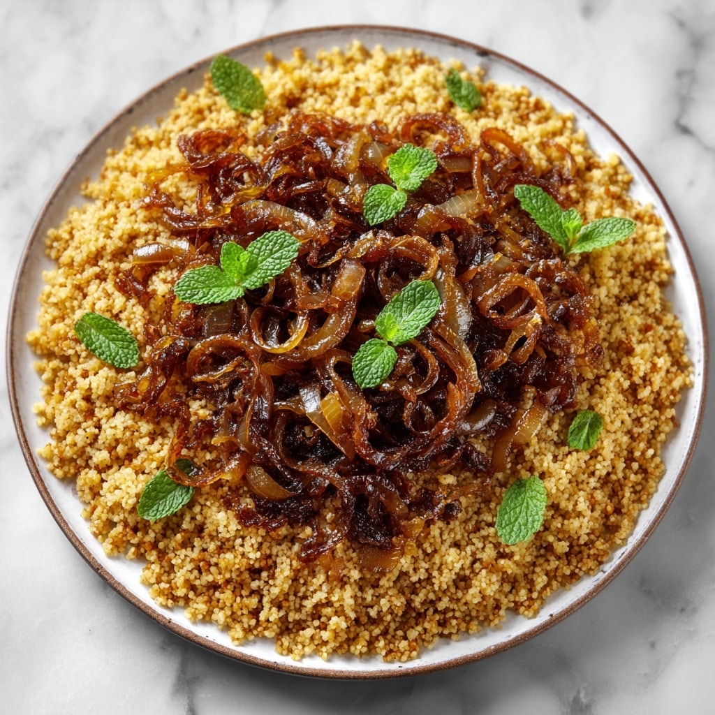 Caramelized Onion & Mint Bulgur Pilaf Recipe