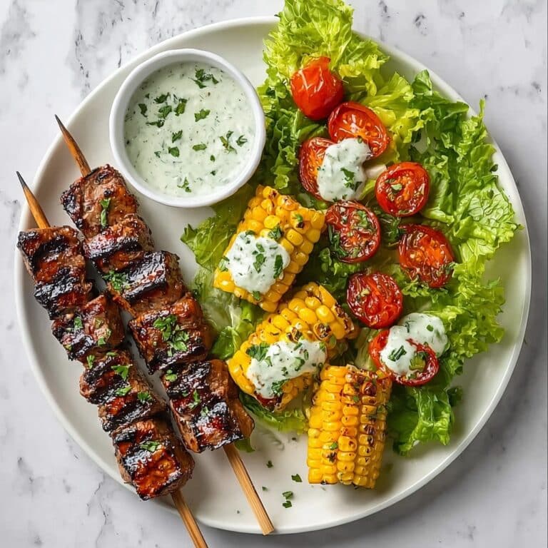 BBQ Chicken Skewer Salad with Herby Ranch Recipe