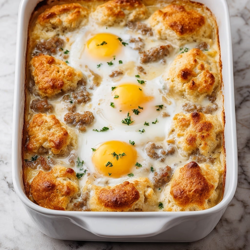 Biscuits and Gravy Breakfast Casserole Recipe - Recipe Image
