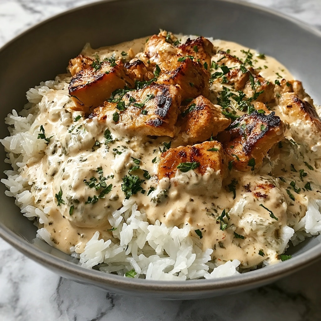Creamy Smothered Chicken and Rice Recipe - Recipe Image