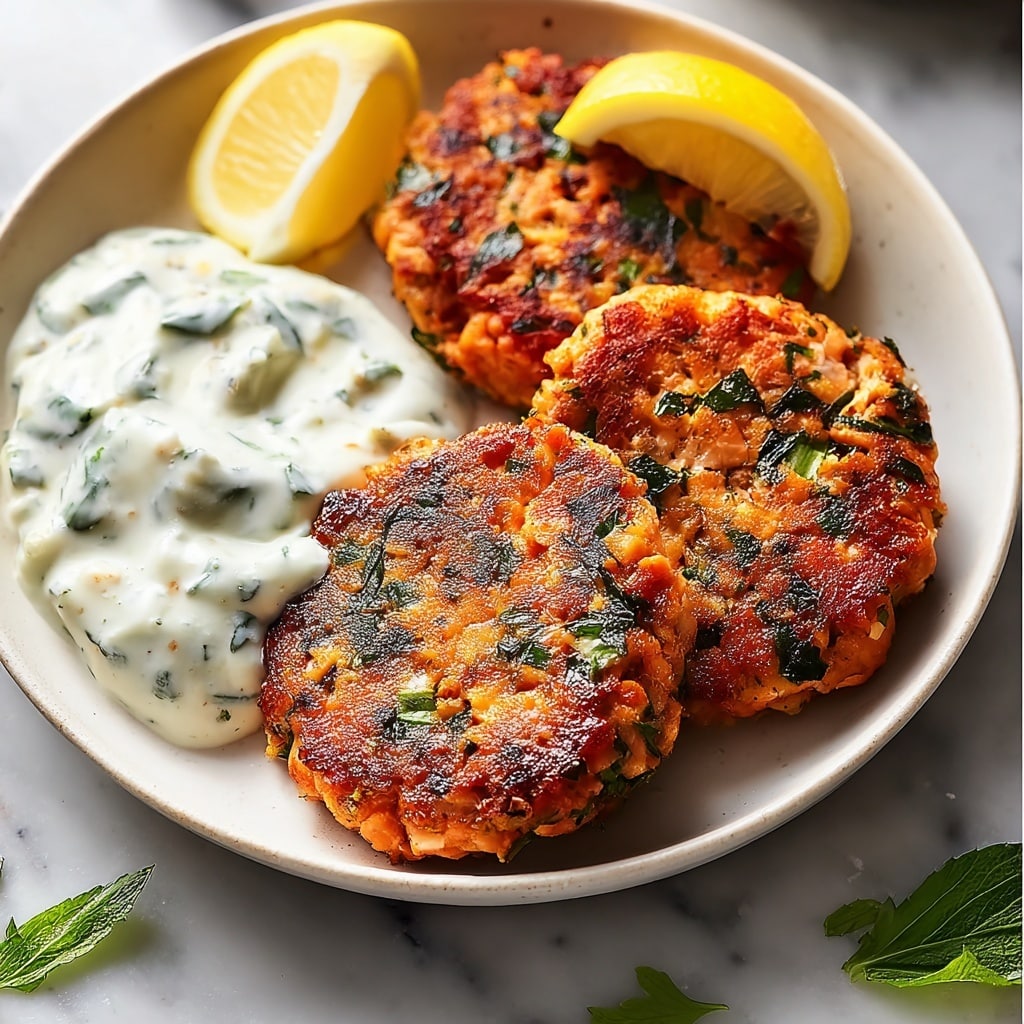 Easy Salmon Patties with Creamy Lemon-Garlic Sauce Recipe