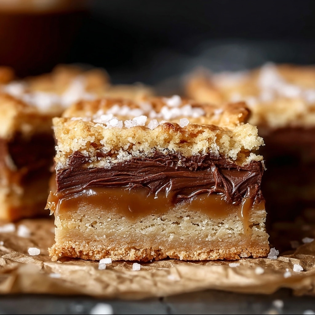 Nutella Stuffed Salted Caramel Blondies Recipe - Recipe Image