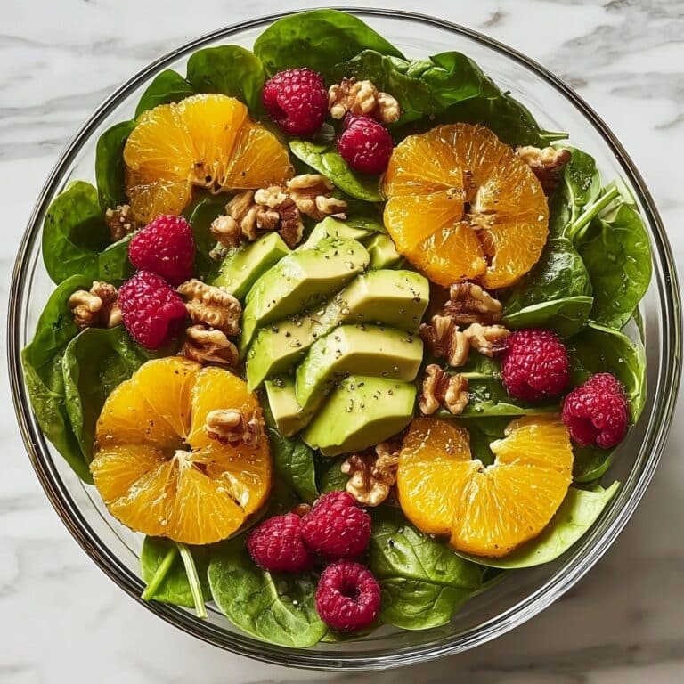 Raspberry-Spinach Salad with Avocado and Walnuts Recipe