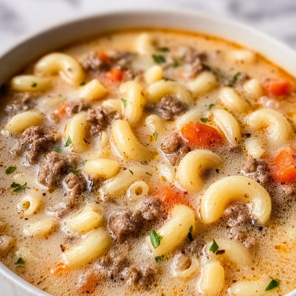 Cheeseburger Macaroni Soup: Creamy Comfort in One Pot Recipe - Recipe Image