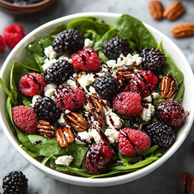 Berry Spinach Salad with Pecans, Feta, and Balsamic Glaze Recipe