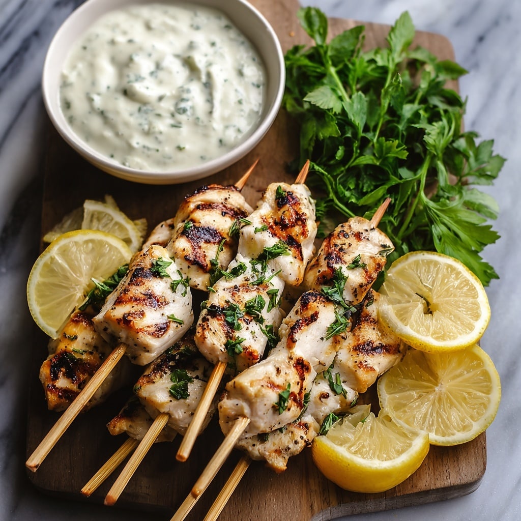 Greek Lemon Chicken Skewers with Tzatziki Sauce Recipe
