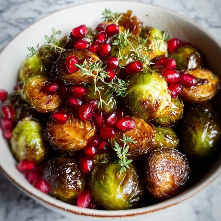 Balsamic Glazed Brussels Sprouts with Pomegranate Seeds Recipe